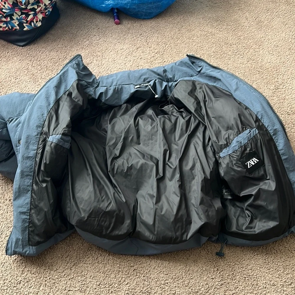 Zara blue sage Puffer Jacket - Picture 4 of 4